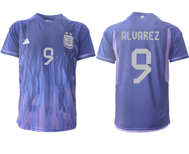 Men 2022 World Cup National Team Argentina away aaa version purple #9 Soccer Jersey->argentina jersey->Soccer Country Jersey